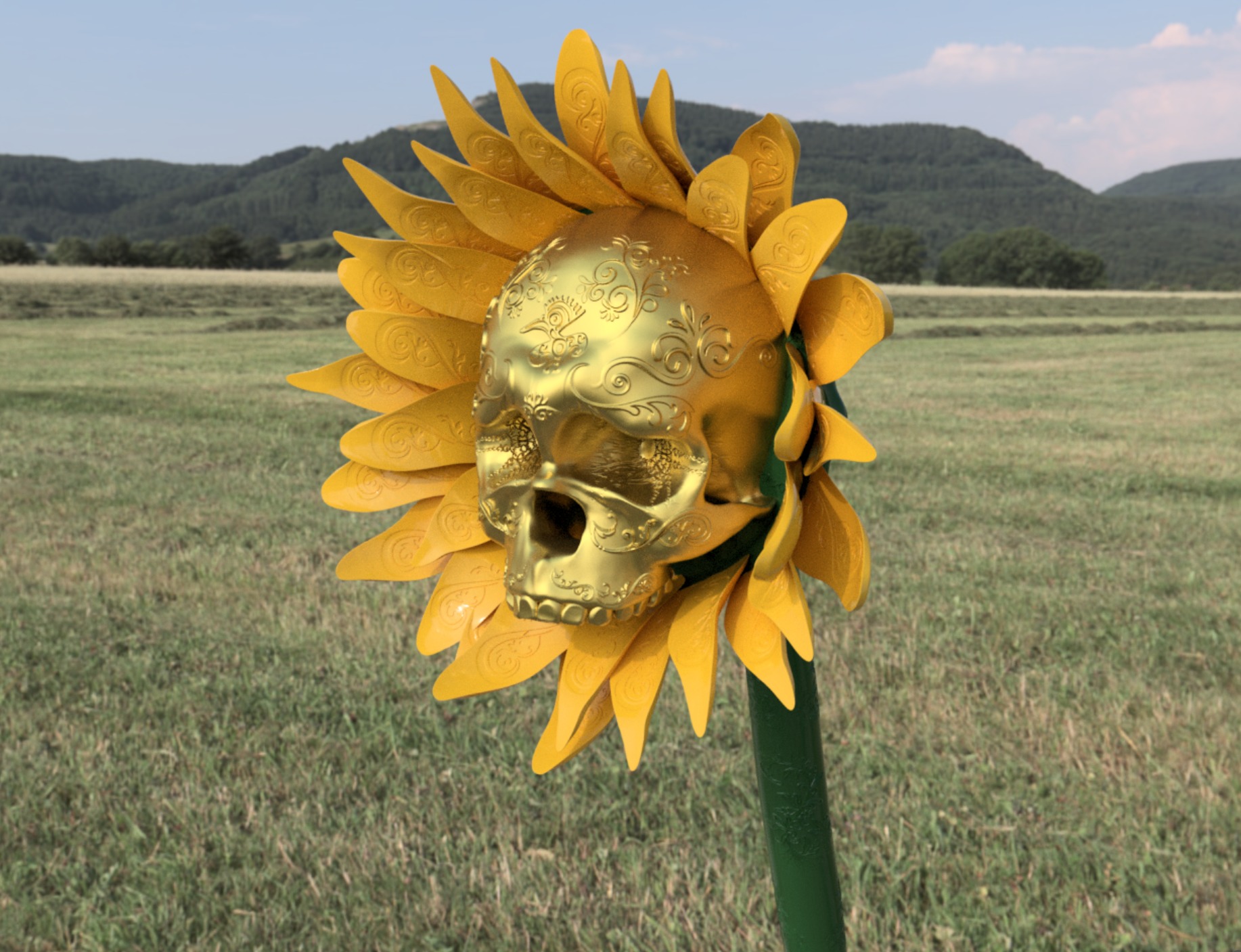 Skull Sunflowers of Emotions Halloween 2024 3D print model_3