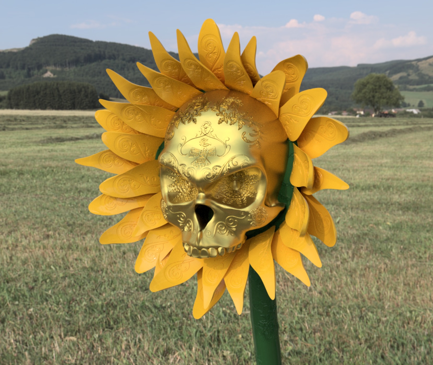 Skull Sunflowers of Emotions Halloween 2024 3D print model_4