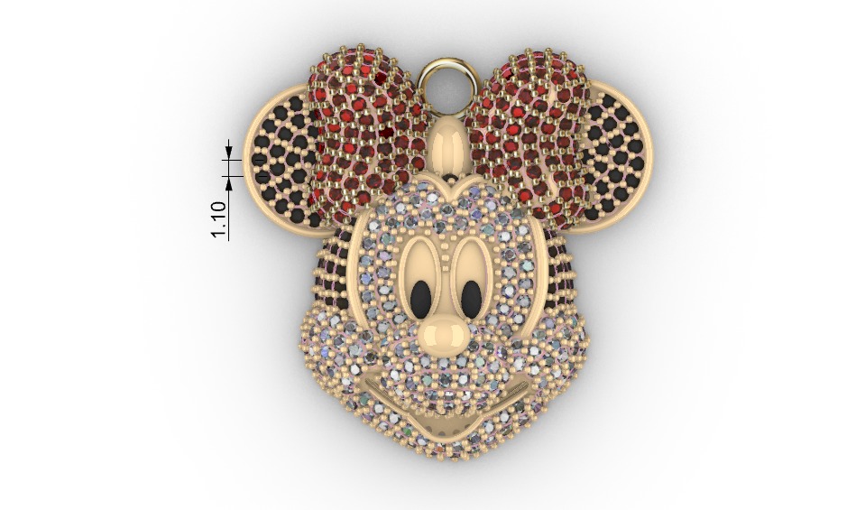 dijes- Colgante minnie mouse dibujo animado -v- 3D print model_6