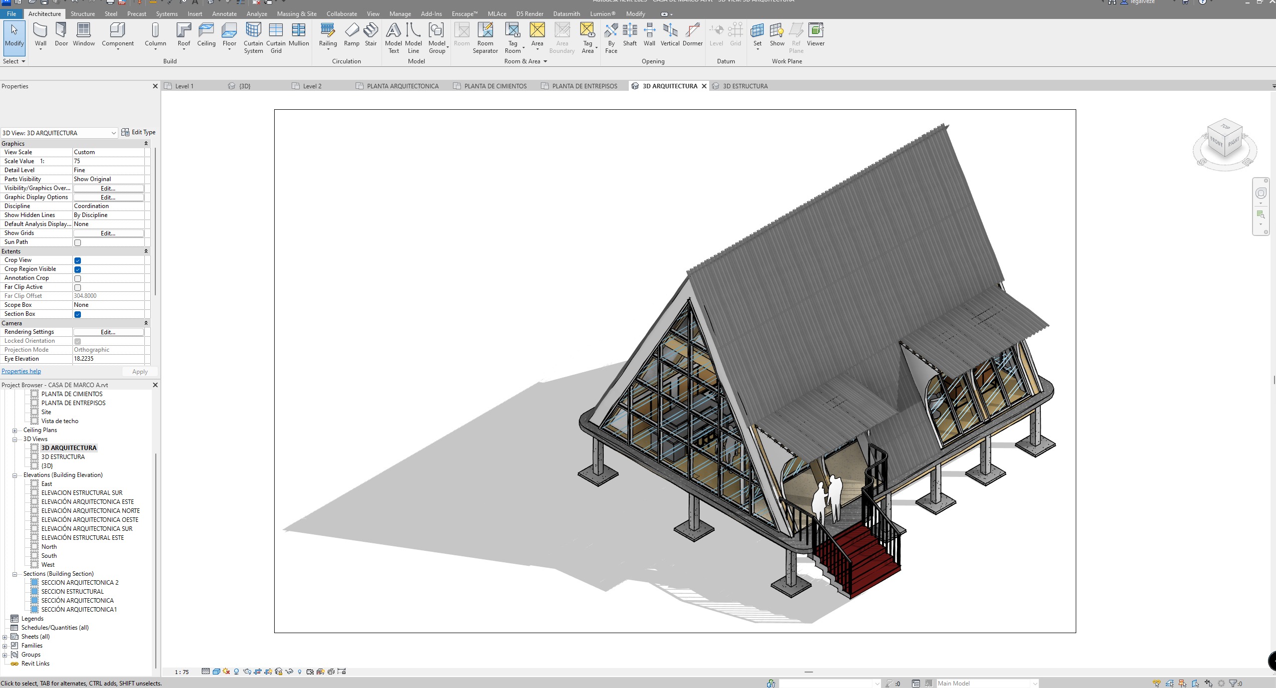 A-Frame House Model with Detailed Architectural and Structural 3D model_8