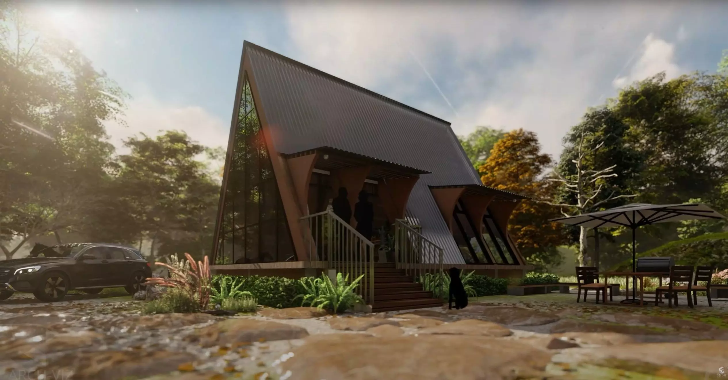 A-Frame House Model with Detailed Architectural and Structural 3D model_0