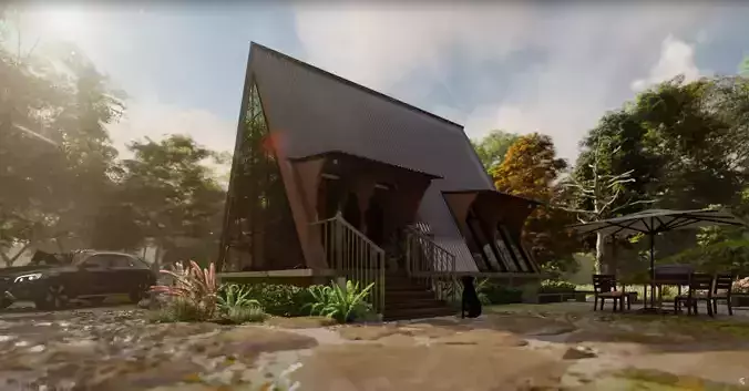 A-Frame House Model with Detailed Architectural and Structural 3D model