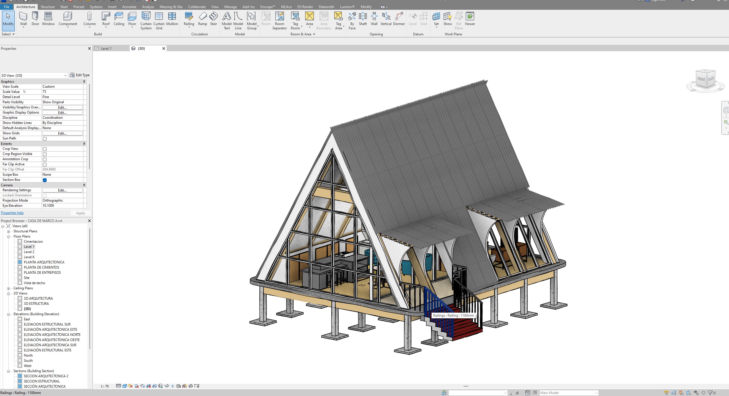 A-Frame House Model with Detailed Architectural and Structural 3D model_2