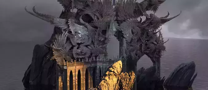 Steampunk Angel arch Grand City Gate castle