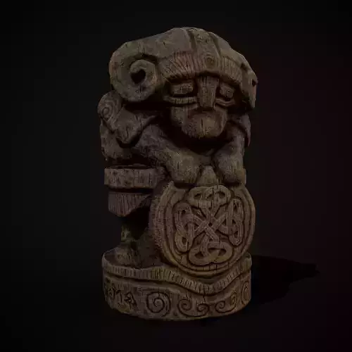 Wooden Warrior Statue Low-poly 3D model