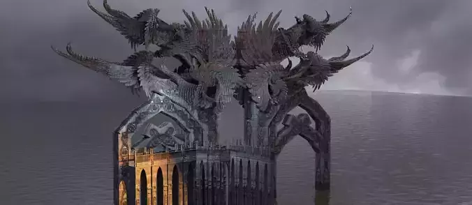 Steampunk Angel arch Grand City Gate castle 2