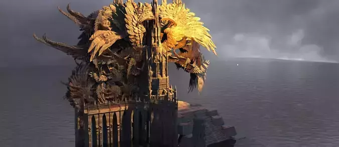 Steampunk angel flock tower