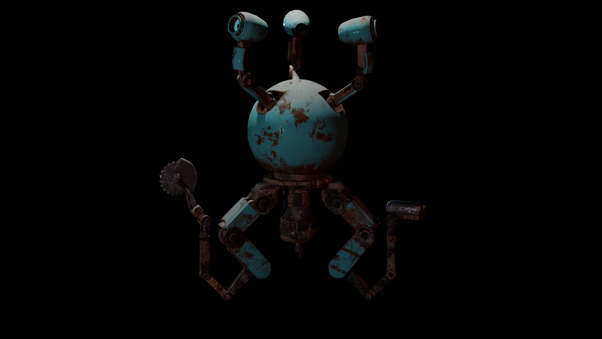fallout Mr Handy Robot Rig 3D Low-poly 3D model Free low-poly Low-poly 3D model_22