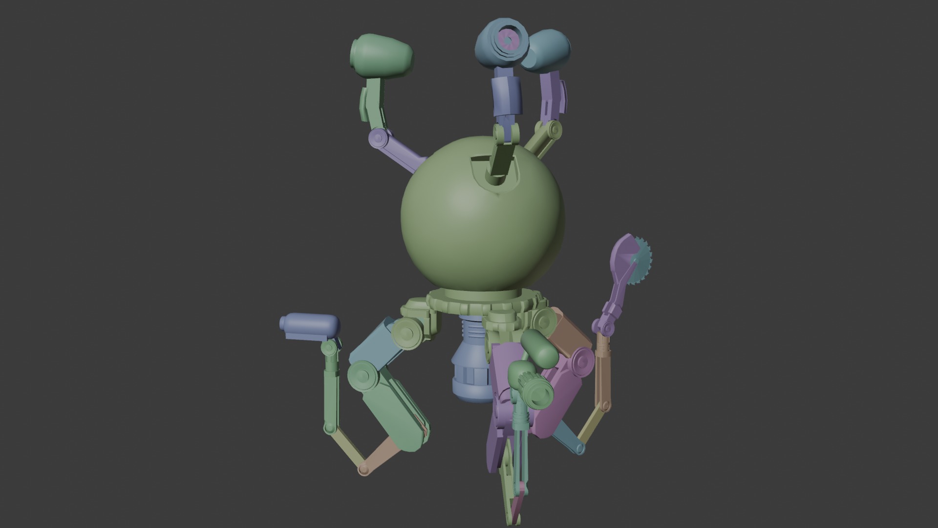 fallout Mr Handy Robot Rig 3D Low-poly 3D model Free low-poly Low-poly 3D model_38