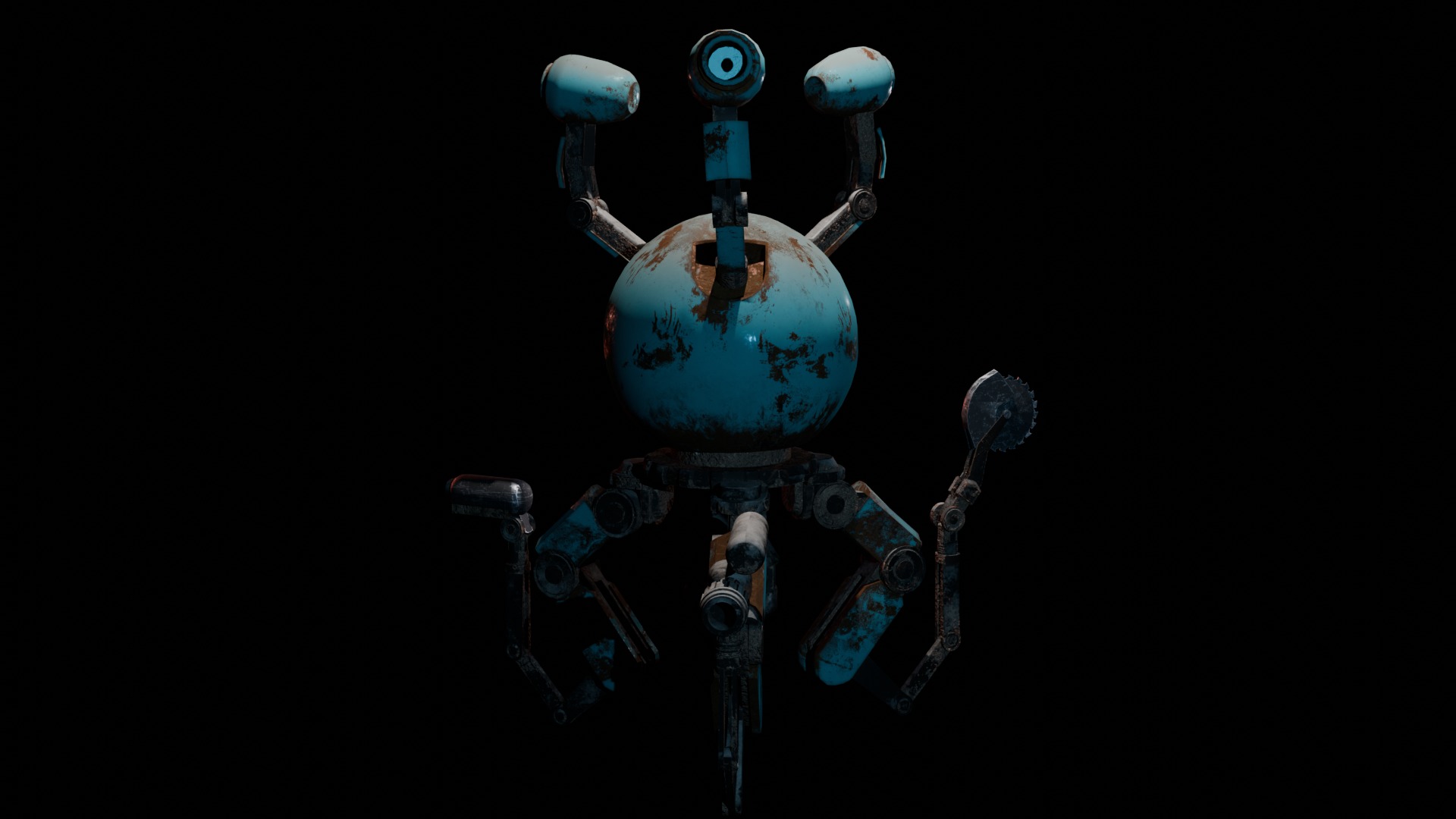 fallout Mr Handy Robot Rig 3D Low-poly 3D model Free low-poly Low-poly 3D model_7