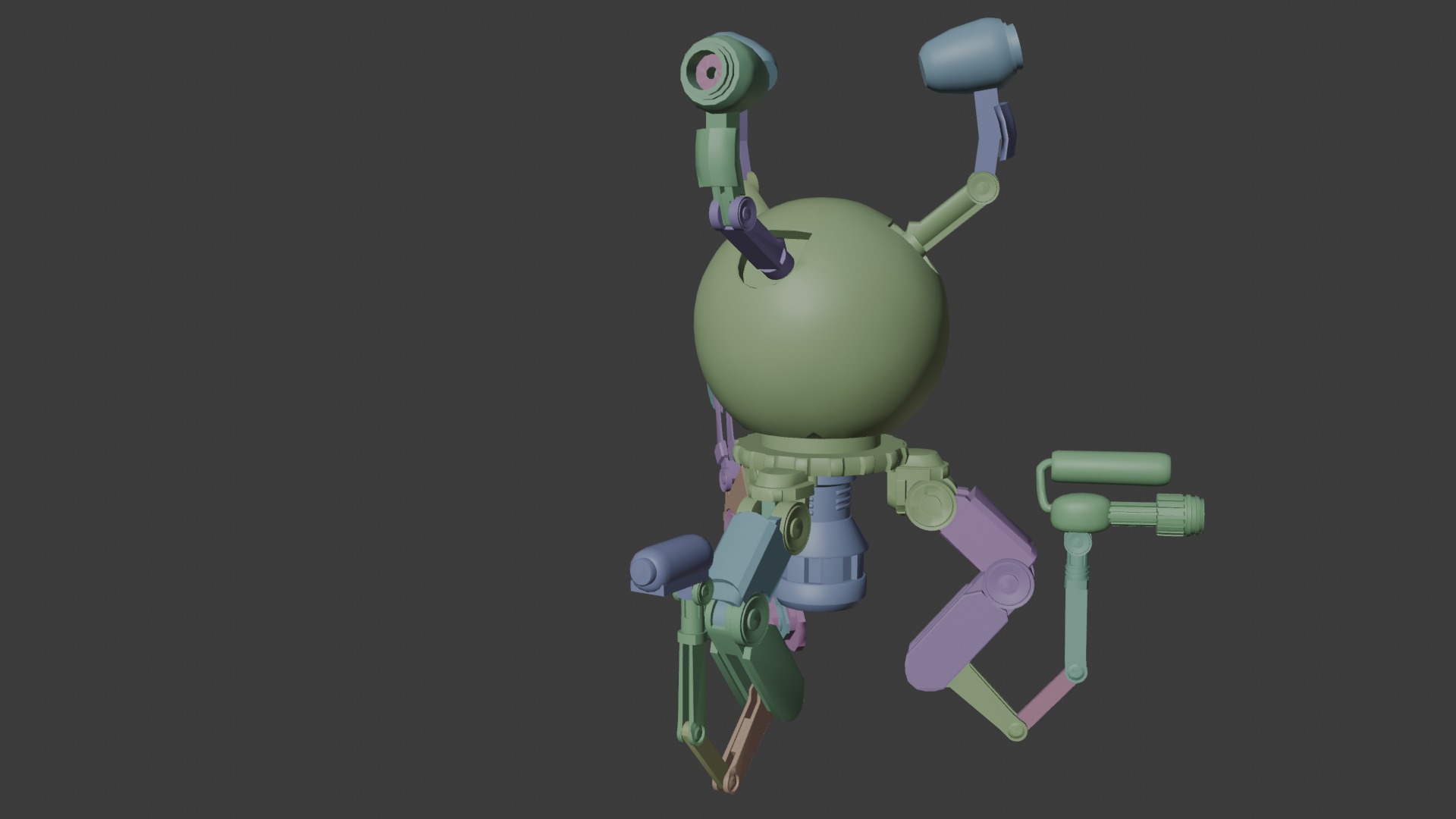 fallout Mr Handy Robot Rig 3D Low-poly 3D model Free low-poly Low-poly 3D model_44