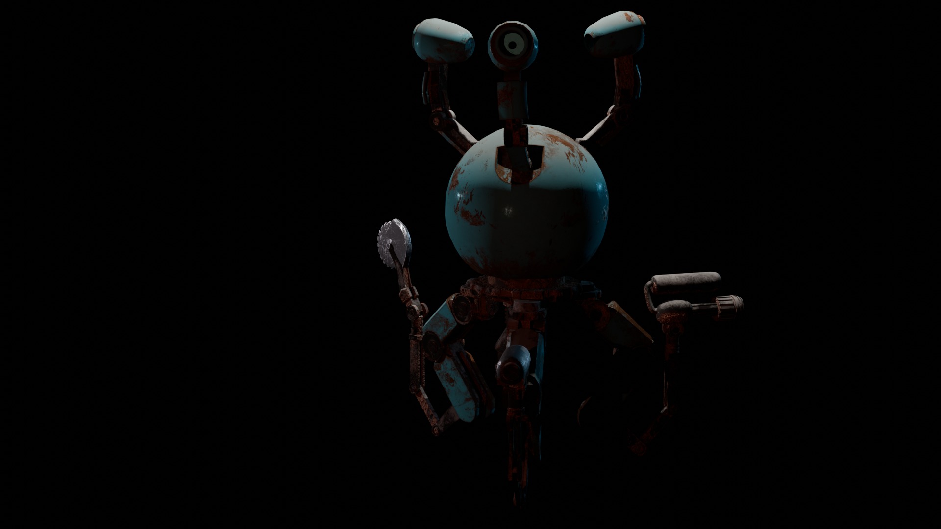 fallout Mr Handy Robot Rig 3D Low-poly 3D model Free low-poly Low-poly 3D model_16