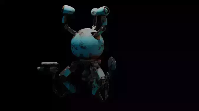 fallout Mr Handy Robot Rig 3D Low-poly 3D model Free low-poly Low-poly 3D model