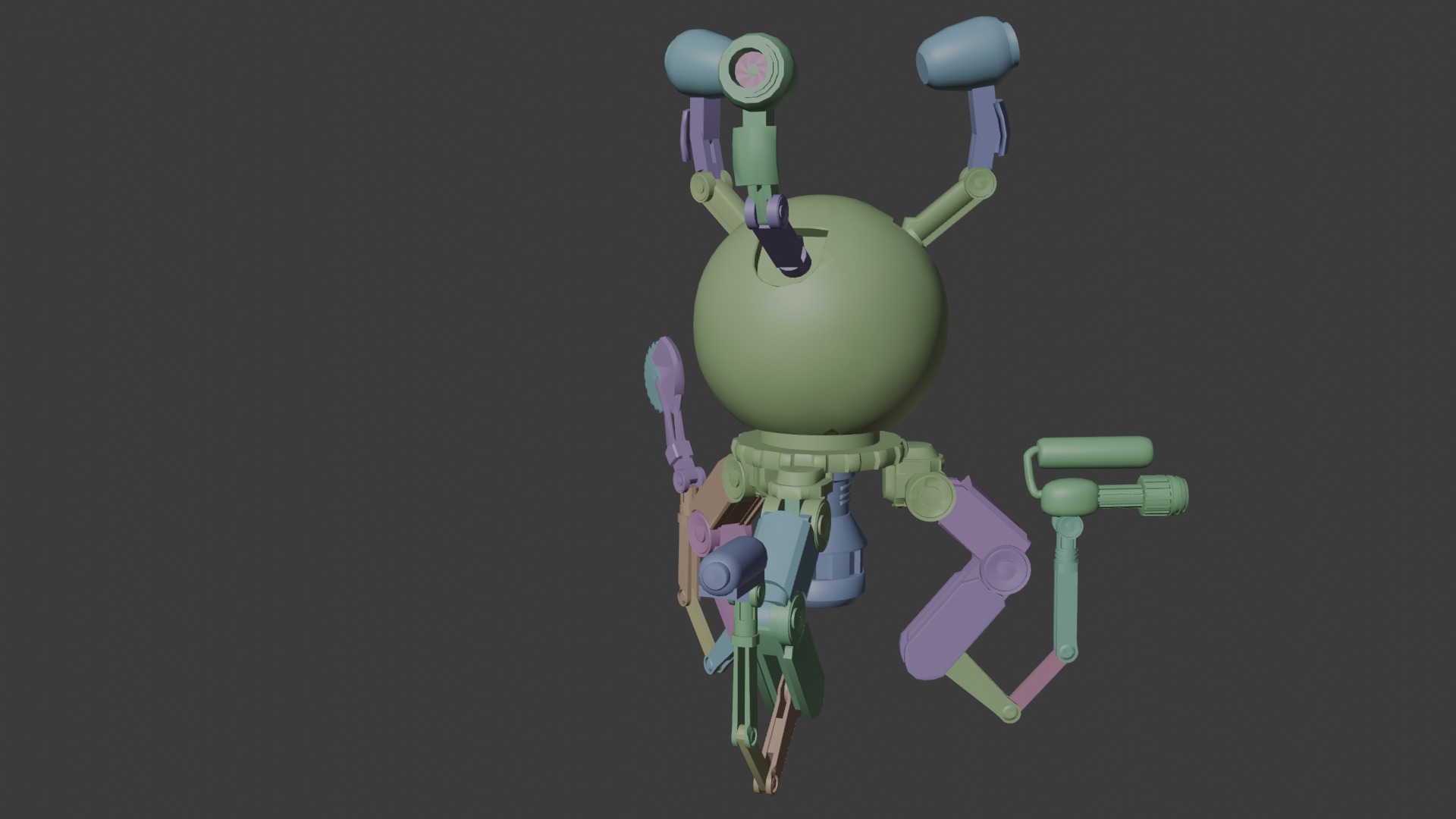 fallout Mr Handy Robot Rig 3D Low-poly 3D model Free low-poly Low-poly 3D model_45