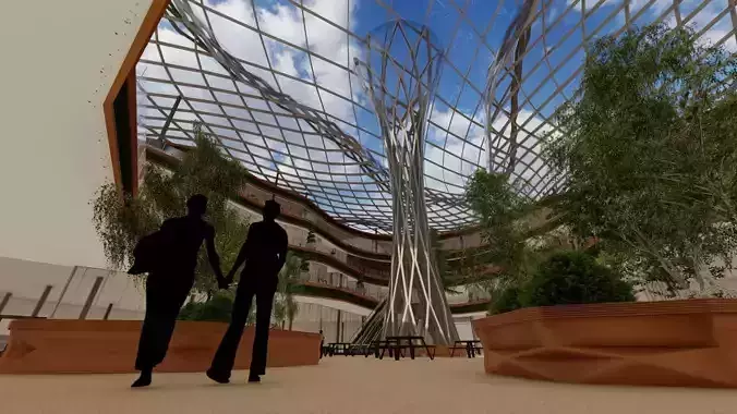 Shopping Center in Revit with ParametricStructure -Documentation 3D model