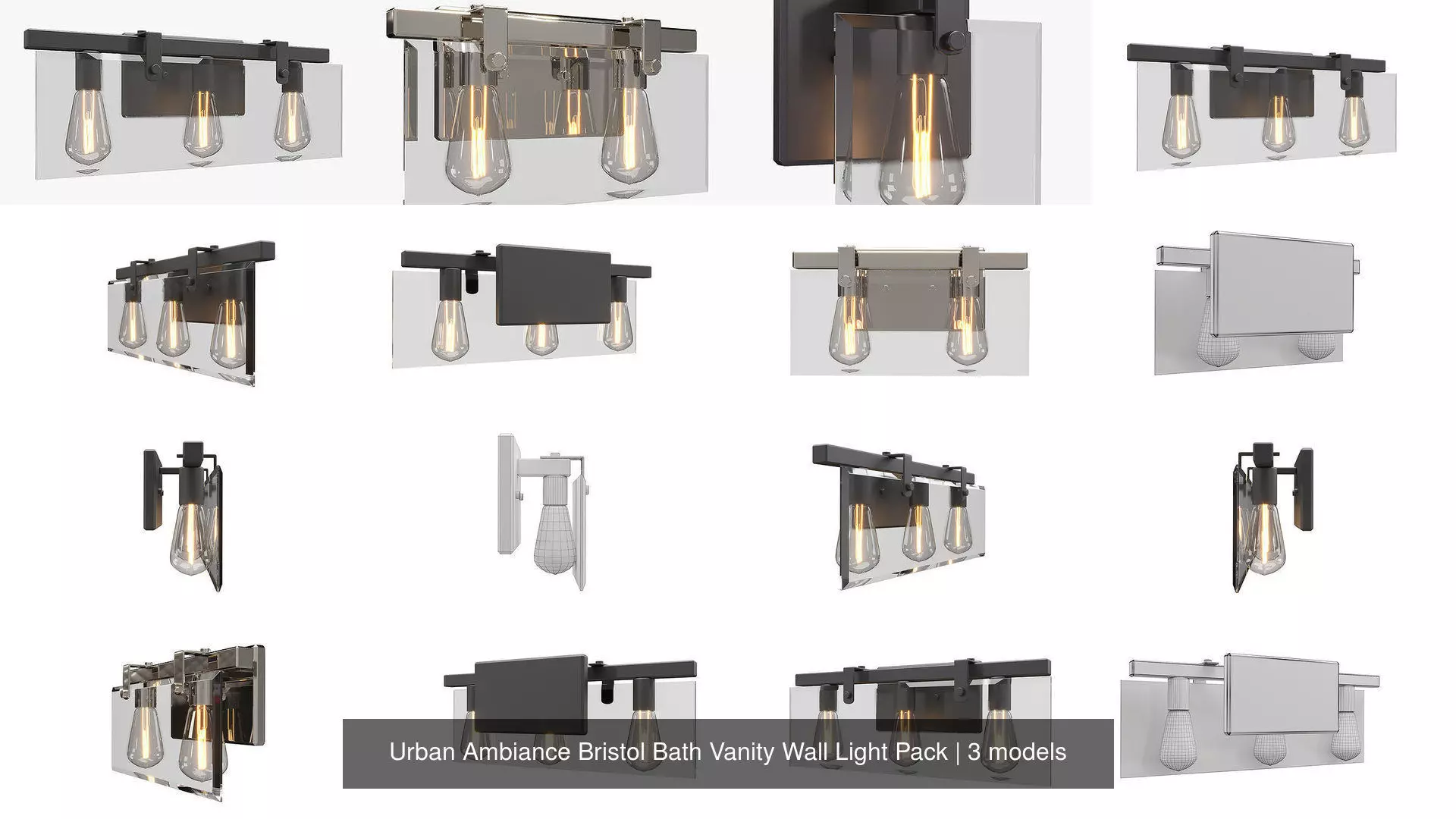Urban Ambiance Bristol Bath Vanity Wall Light Pack 3D Model Collection_0