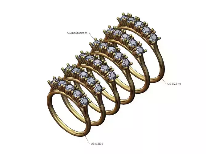 Diamond arc 3mm stones wire band US sizes 5to10