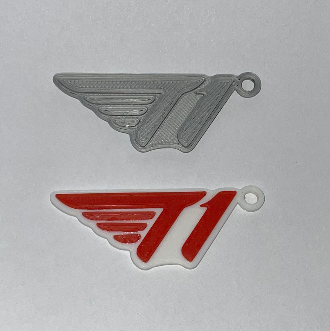T1 league of legends logo keychain 3D print model_1