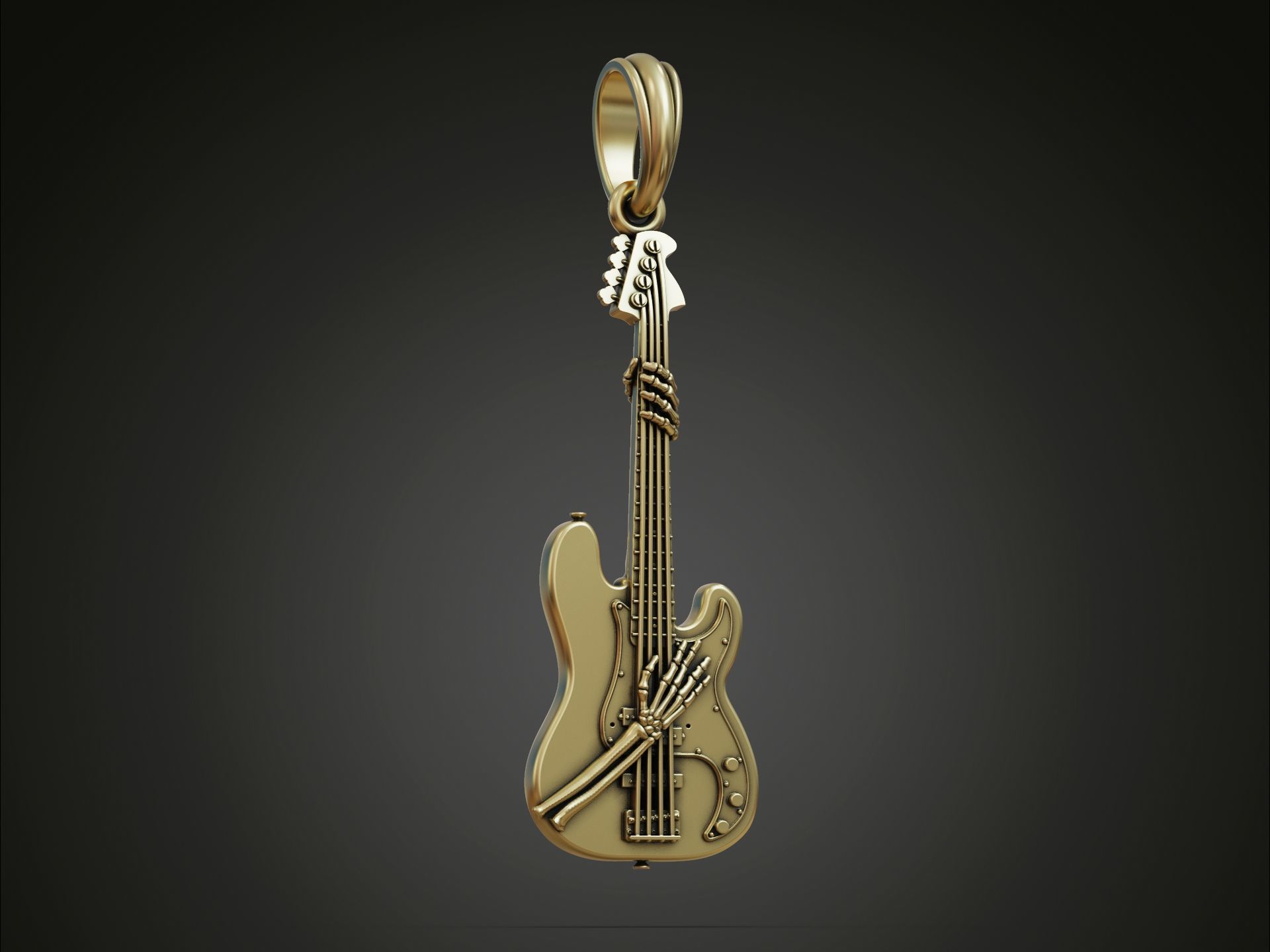 Guitar Skeleton Bones Pendant Trinket 3D print model_1