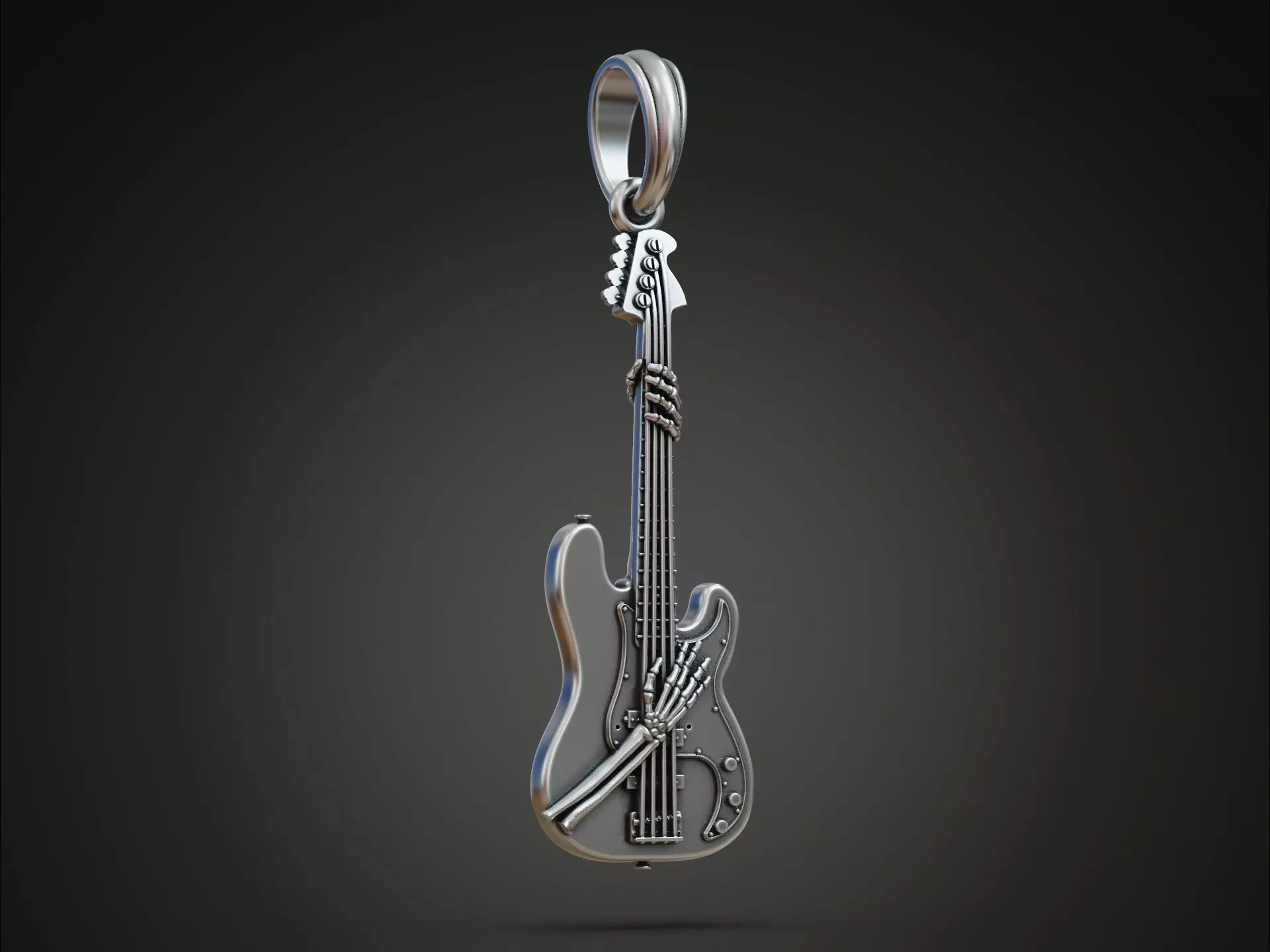 Guitar Skeleton Bones Pendant Trinket 3D print model_0