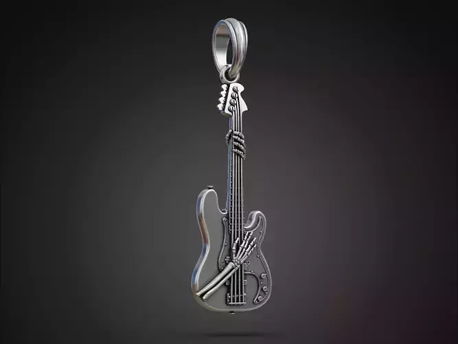 Guitar Skeleton Bones Pendant Trinket 3D print model