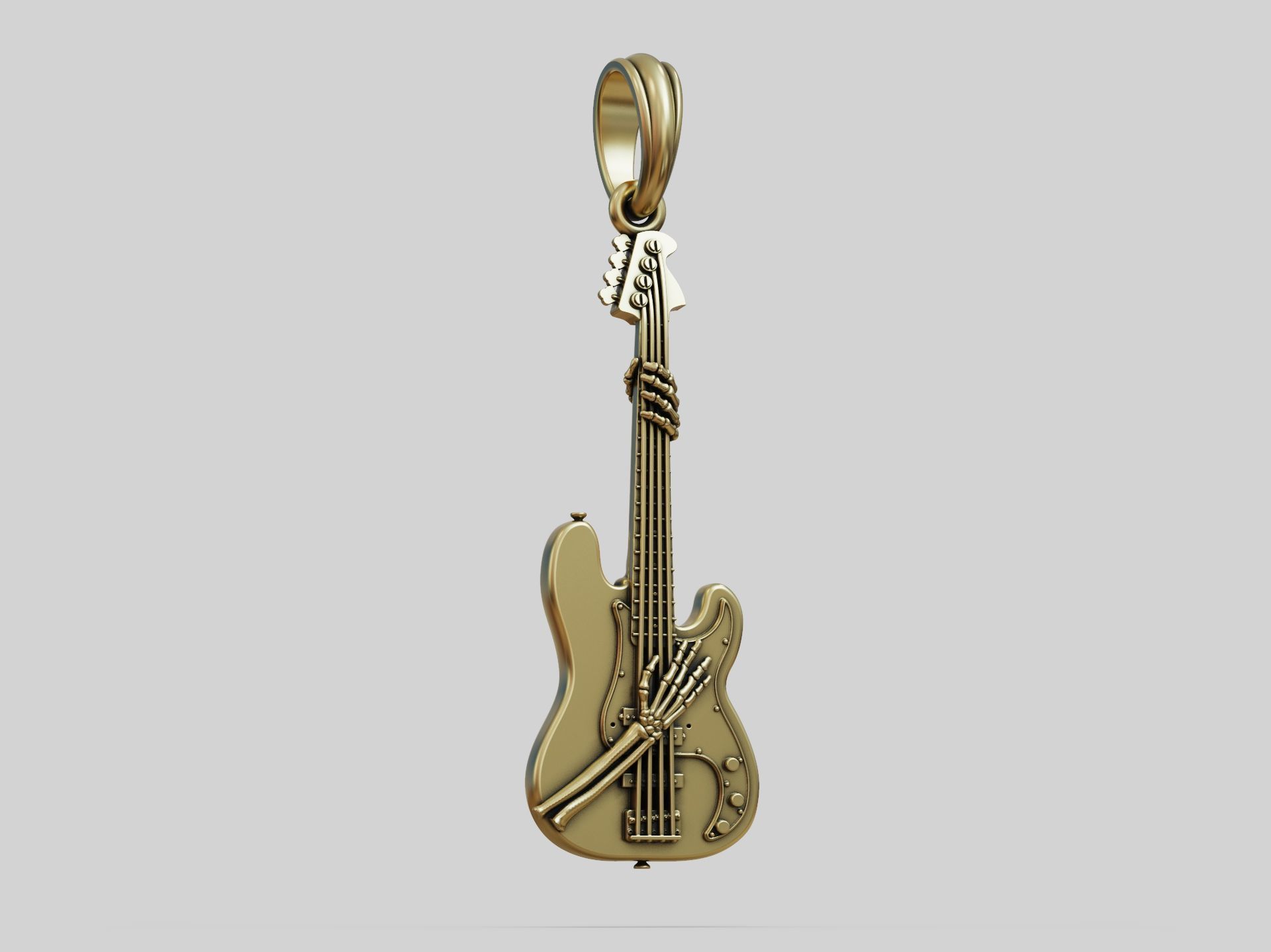 Guitar Skeleton Bones Pendant Trinket 3D print model_4
