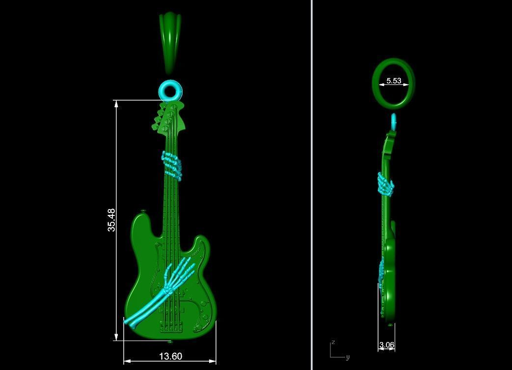 Guitar Skeleton Bones Pendant Trinket 3D print model_5