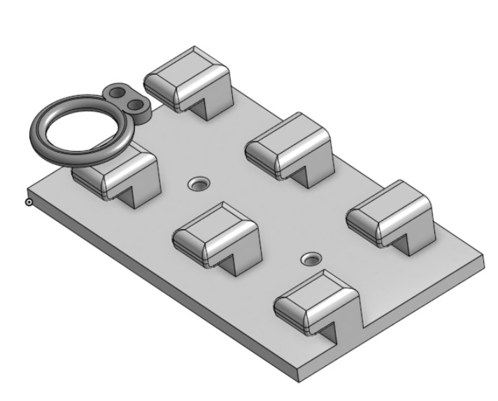 Wall mounted rack cable attachment base 3D print model_2