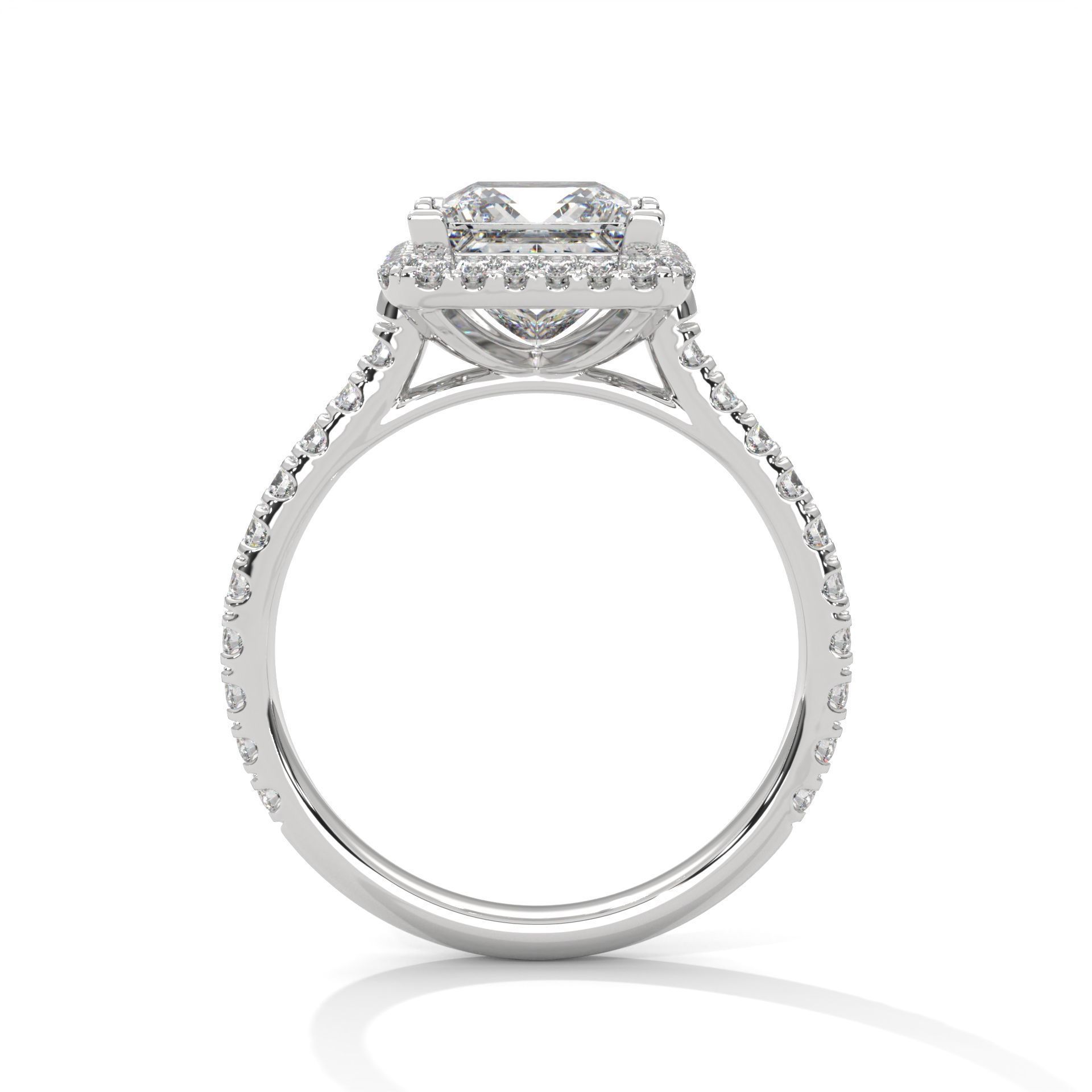 Princess Halo Solitaire ring with 360 view animation 3D print model_3
