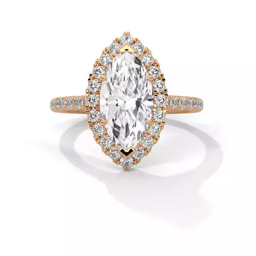 Marquise  Halo Solitaire ring with 360 view animation
