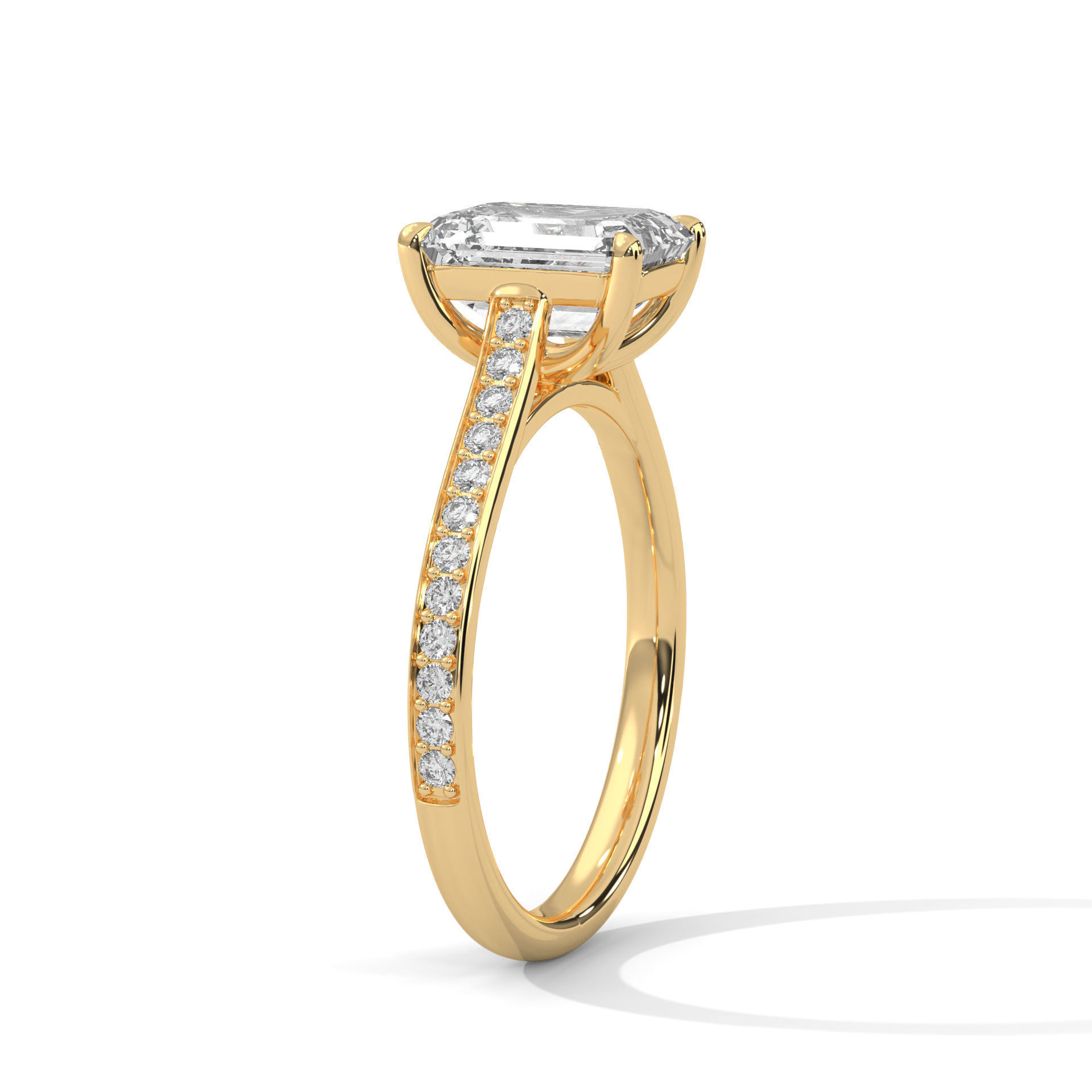 Emerald Solitaire ring with 360 view animation 3D print model_3