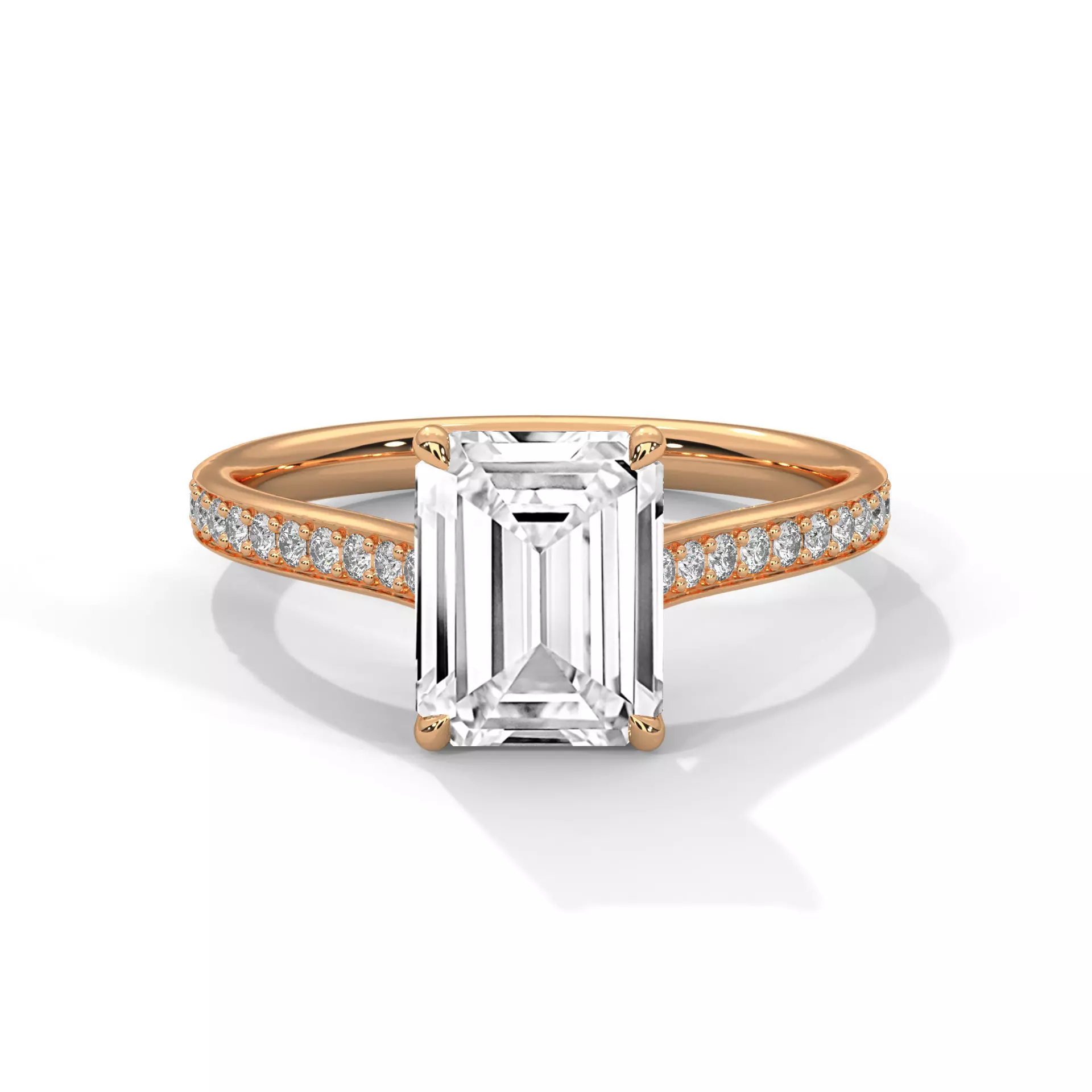 Emerald Solitaire ring with 360 view animation 3D print model_0