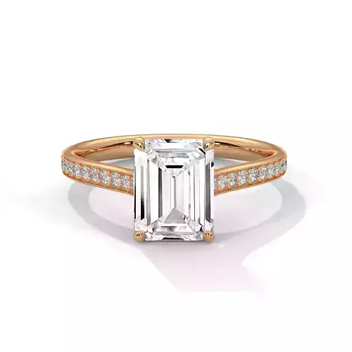 Emerald Solitaire ring with 360 view animation 3D print model