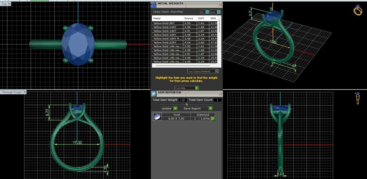 Oval Mono Solitaire ring with 360 view animation 3D print model_6