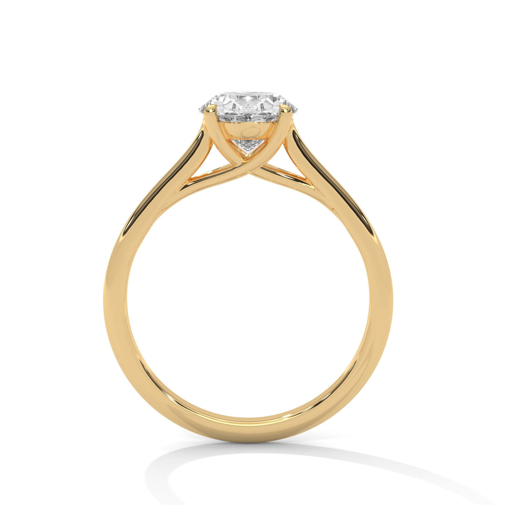 Oval Mono Solitaire ring with 360 view animation 3D print model_8