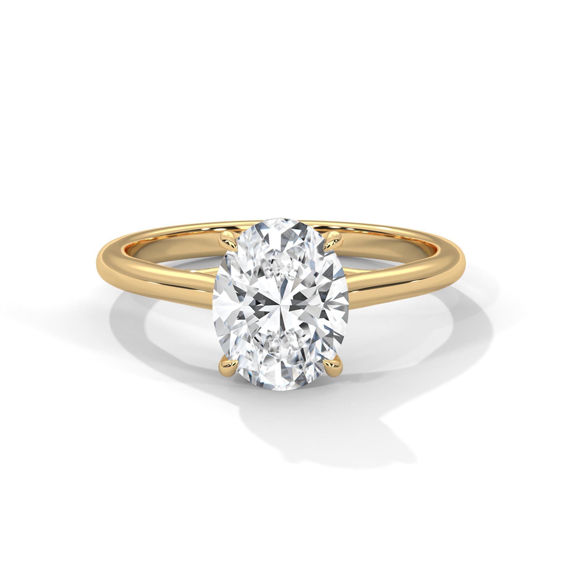 Oval Mono Solitaire ring with 360 view animation 3D print model_1
