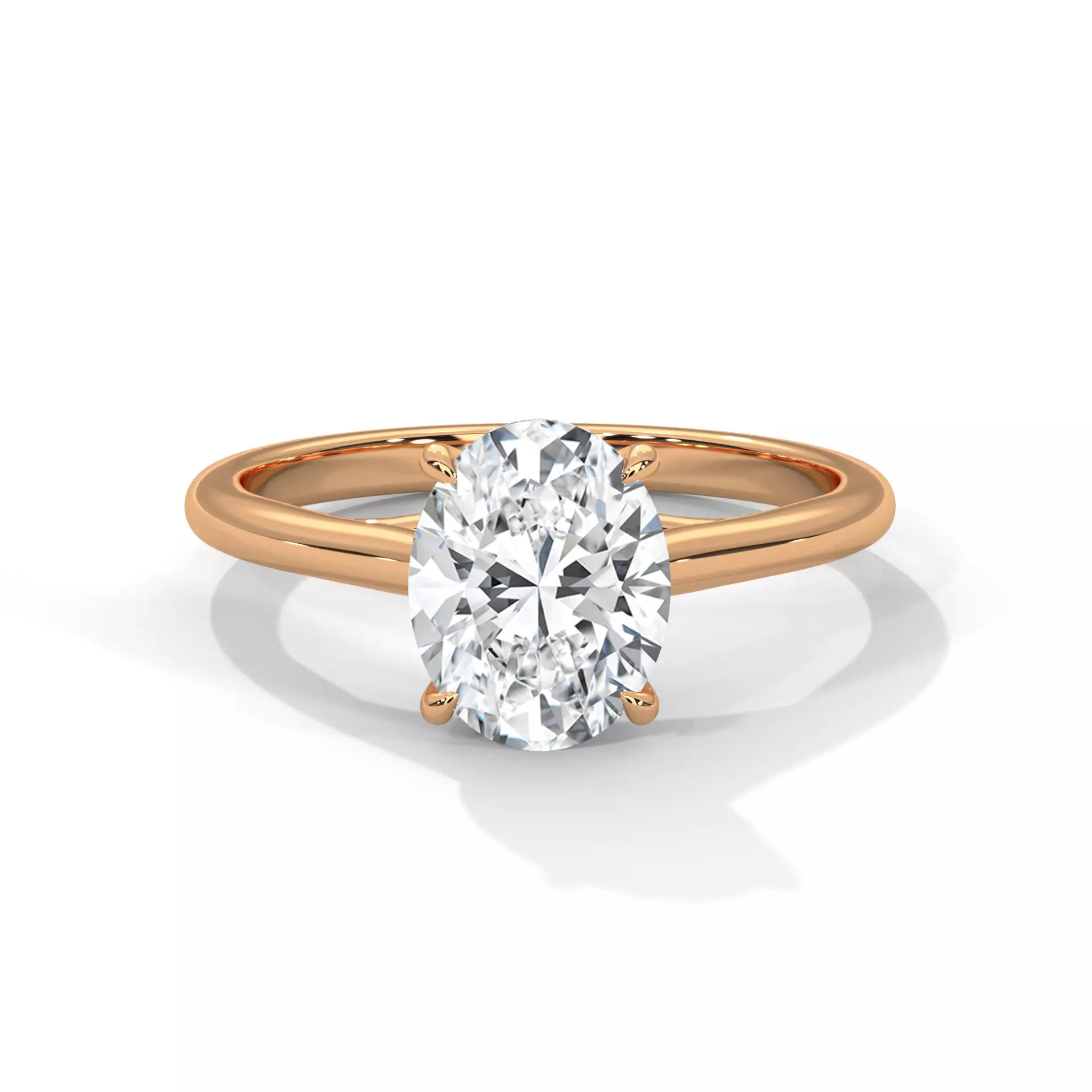 Oval Mono Solitaire ring with 360 view animation 3D print model_0