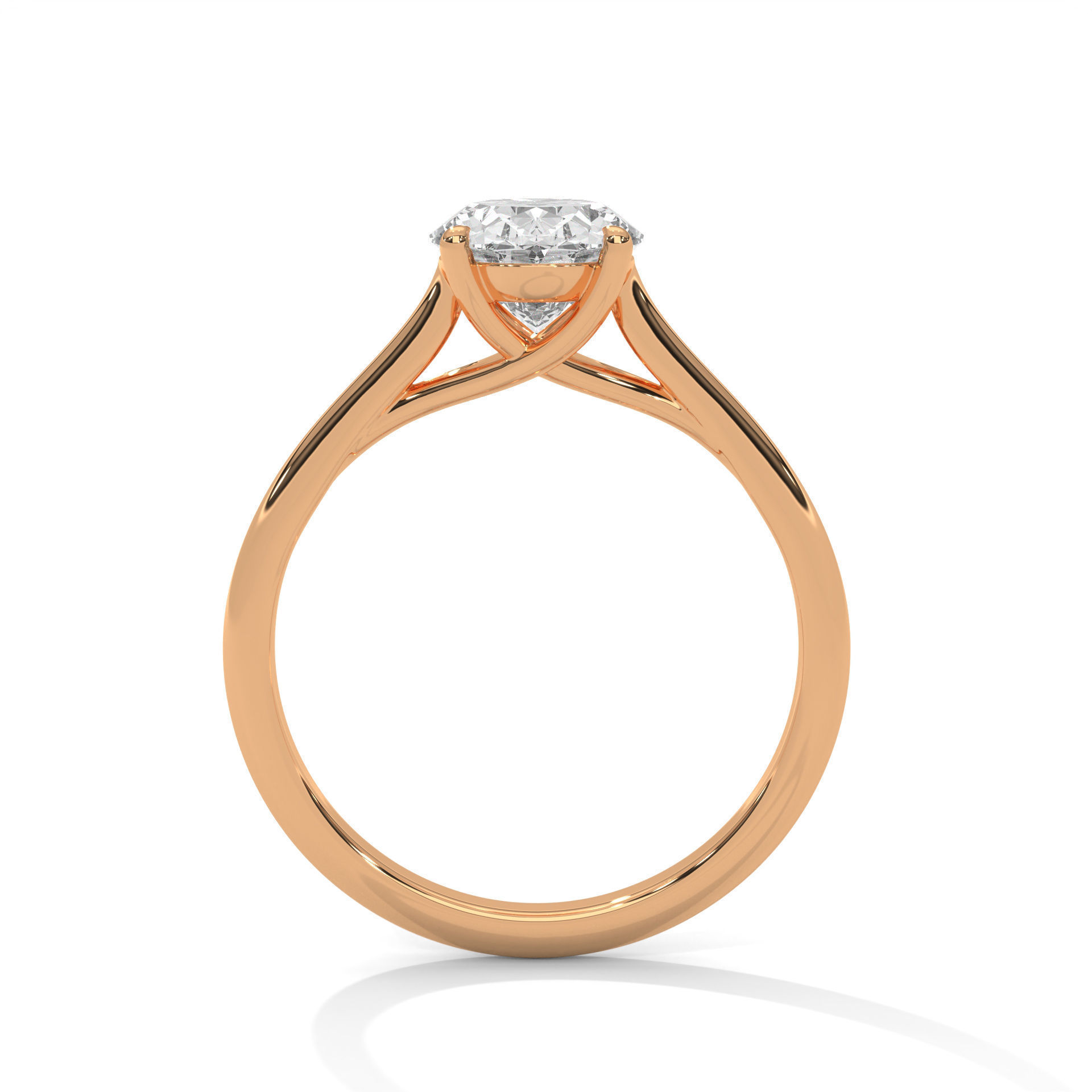 Oval Mono Solitaire ring with 360 view animation 3D print model_9