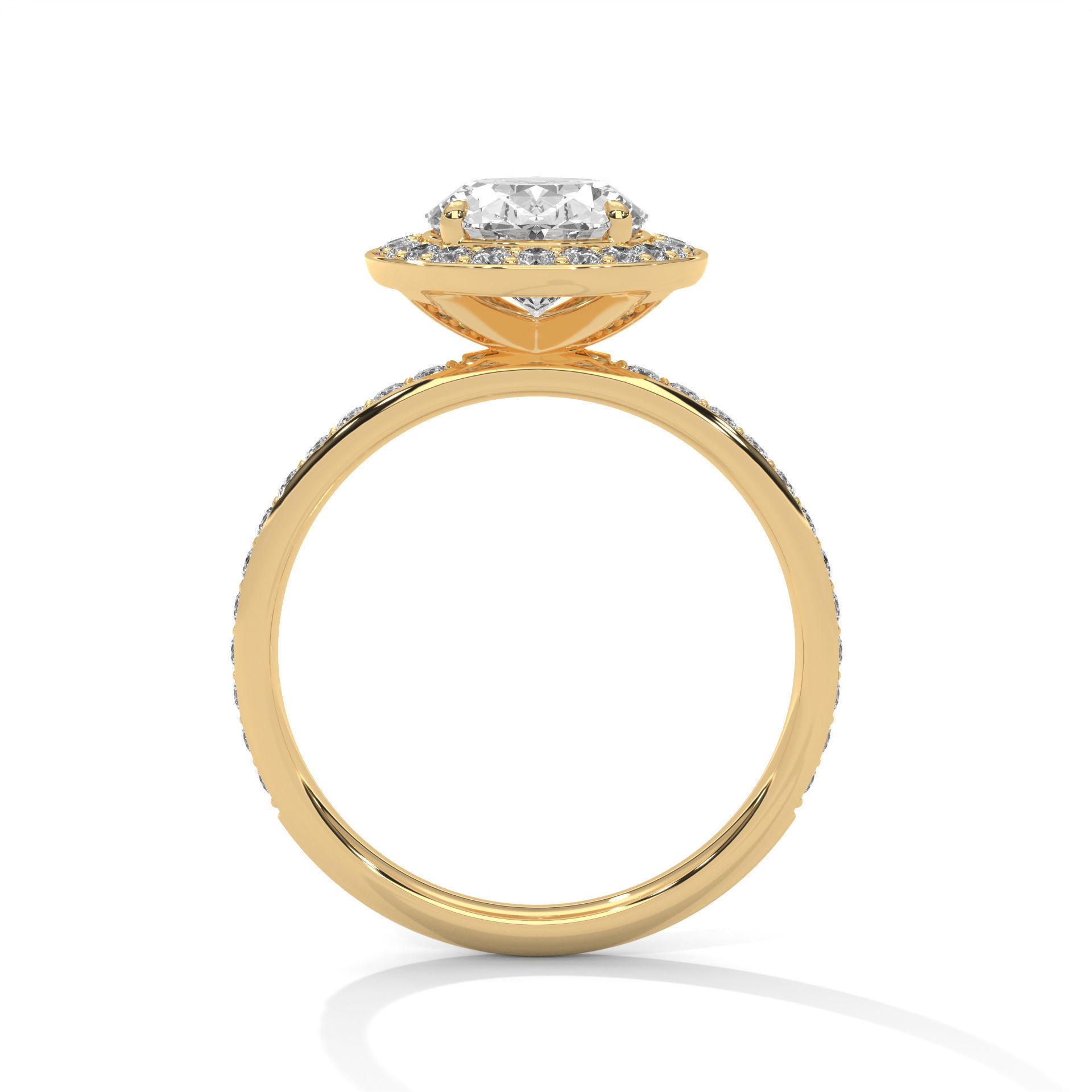 Oval Halo Solitaire ring with 360 view animation 3D print model_7