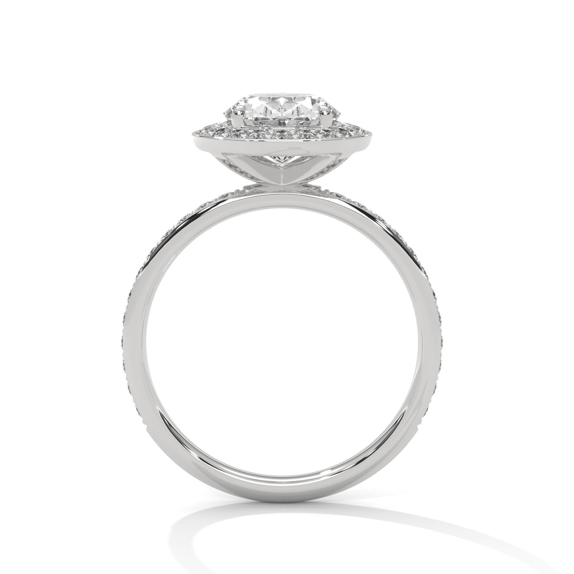 Oval Halo Solitaire ring with 360 view animation 3D print model_6
