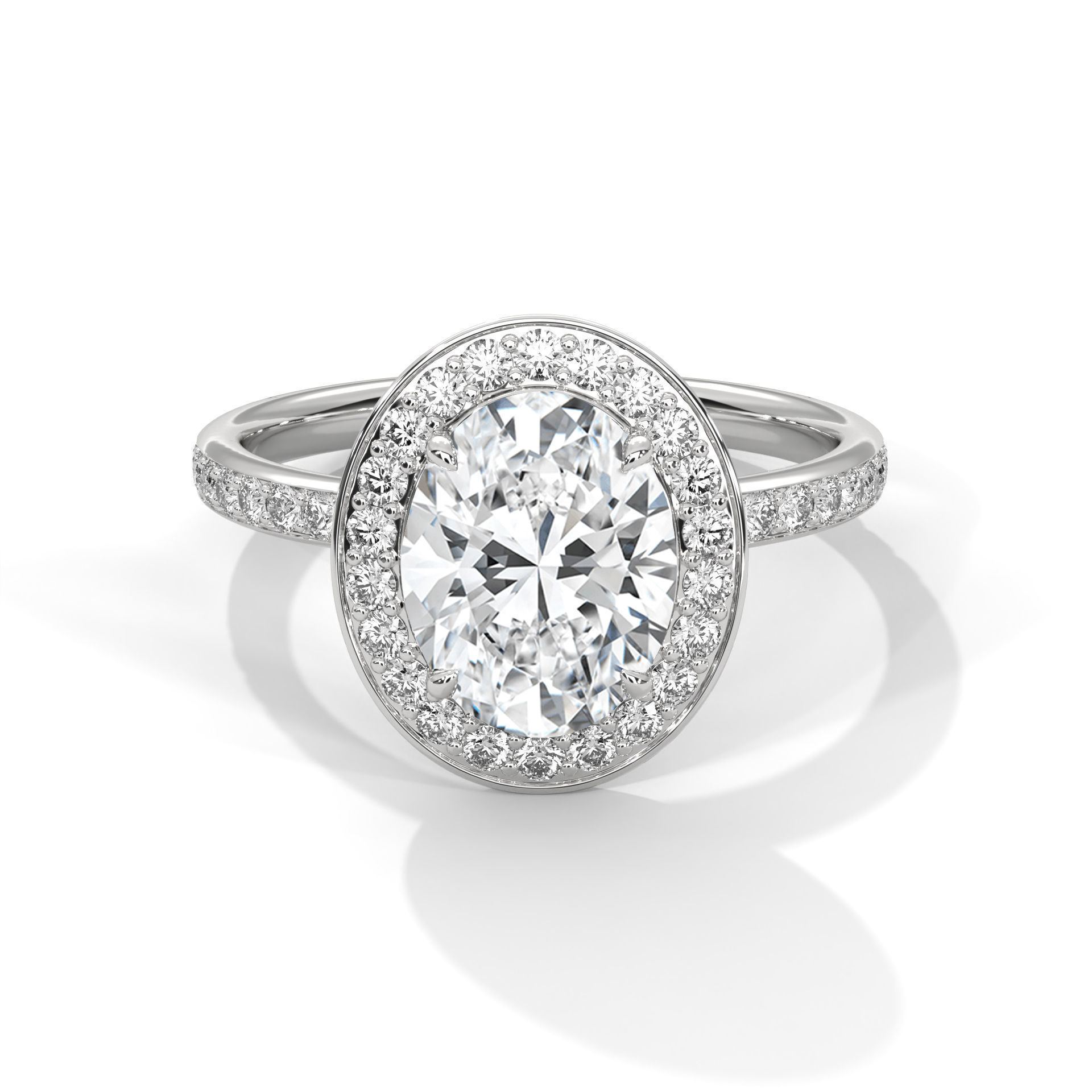 Oval Halo Solitaire ring with 360 view animation 3D print model_2