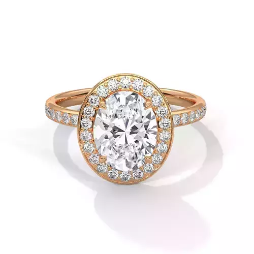 Oval Halo Solitaire ring with 360 view animation