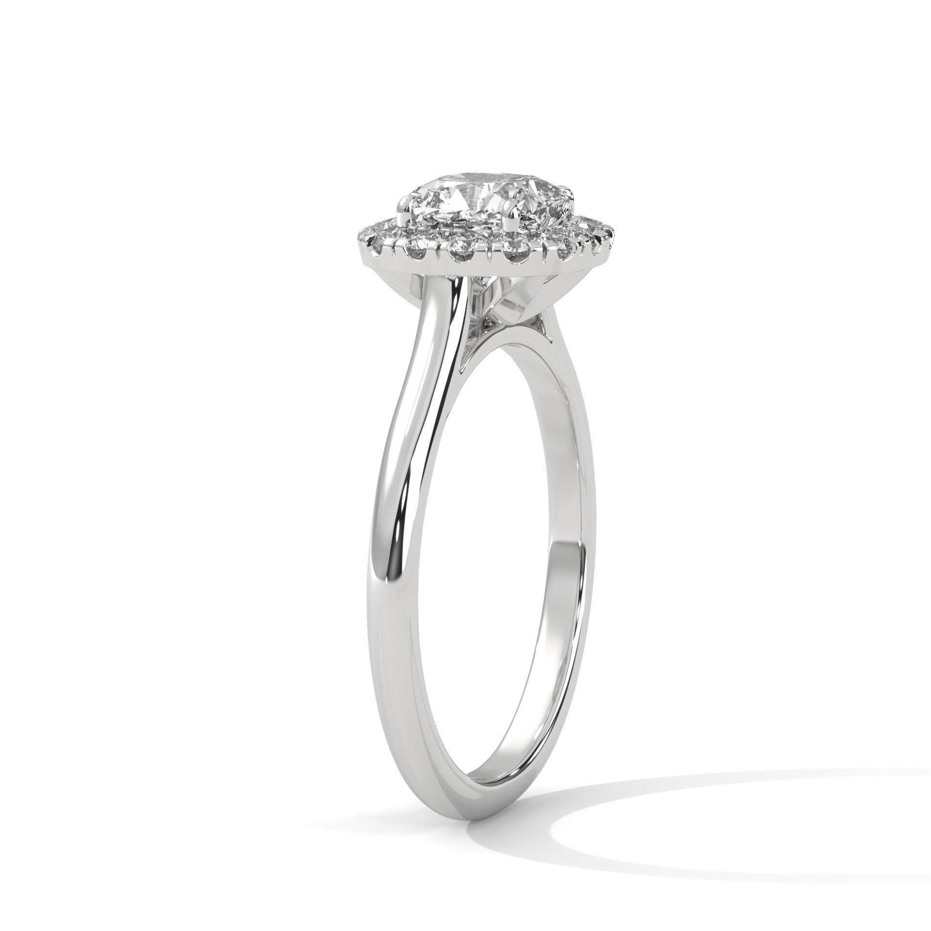 Cushion Halo Solitaire ring with 360 view animation 3D print model_7