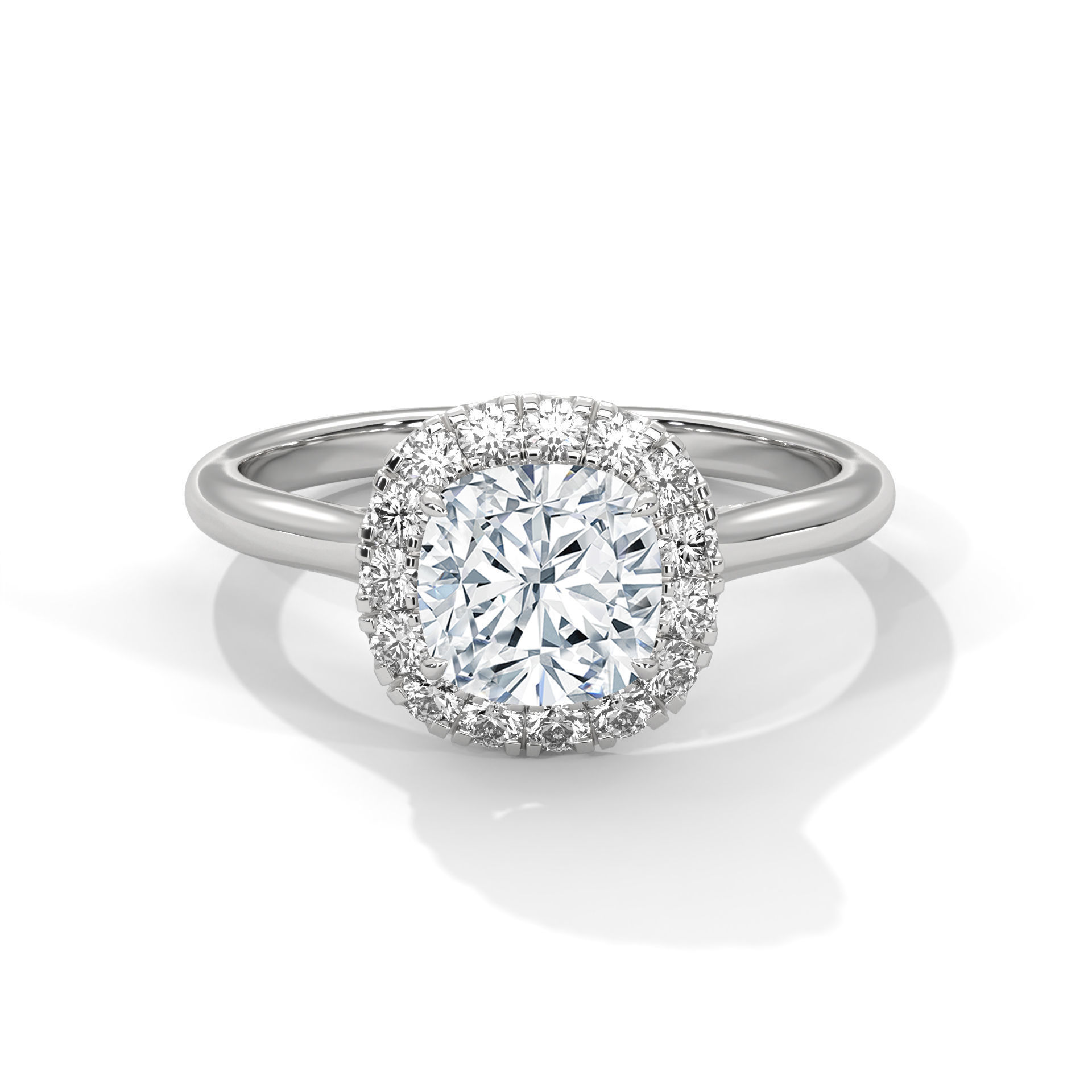 Cushion Halo Solitaire ring with 360 view animation 3D print model_2