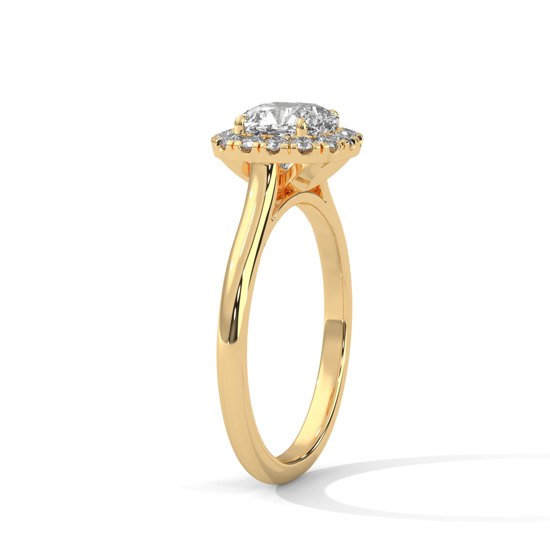 Cushion Halo Solitaire ring with 360 view animation 3D print model_6