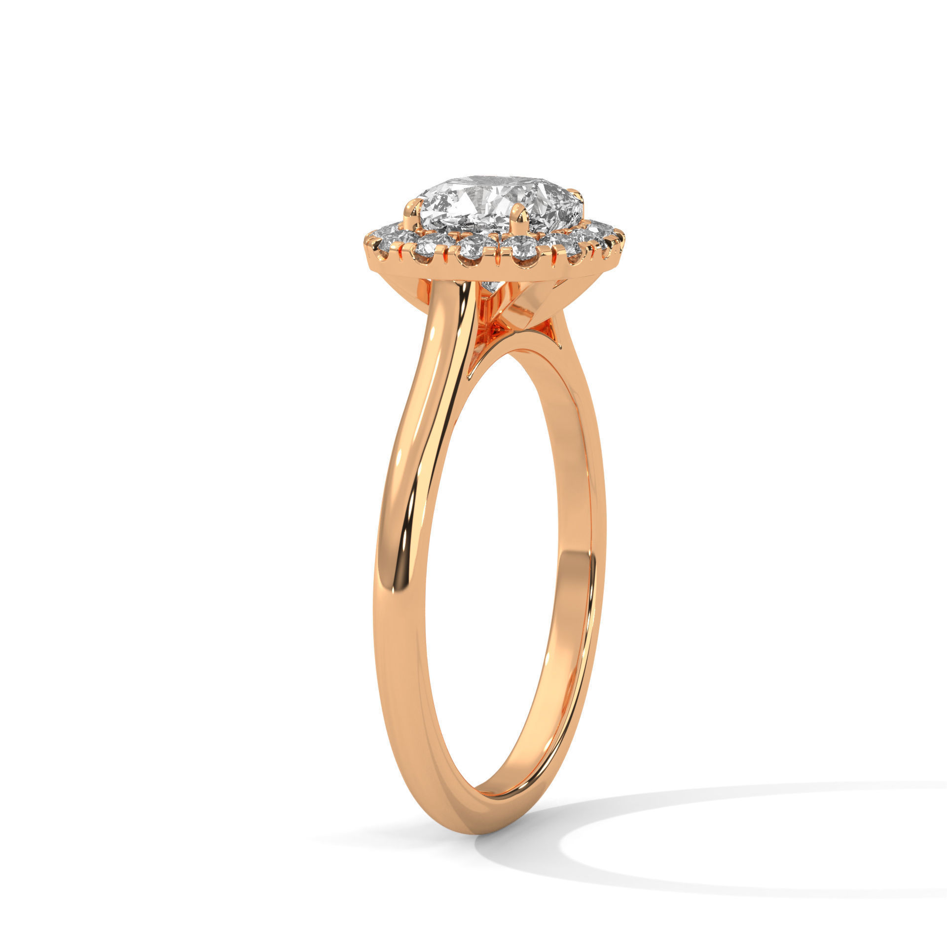 Cushion Halo Solitaire ring with 360 view animation 3D print model_8