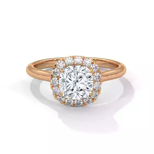 Cushion Halo Solitaire ring with 360 view animation 3D print model