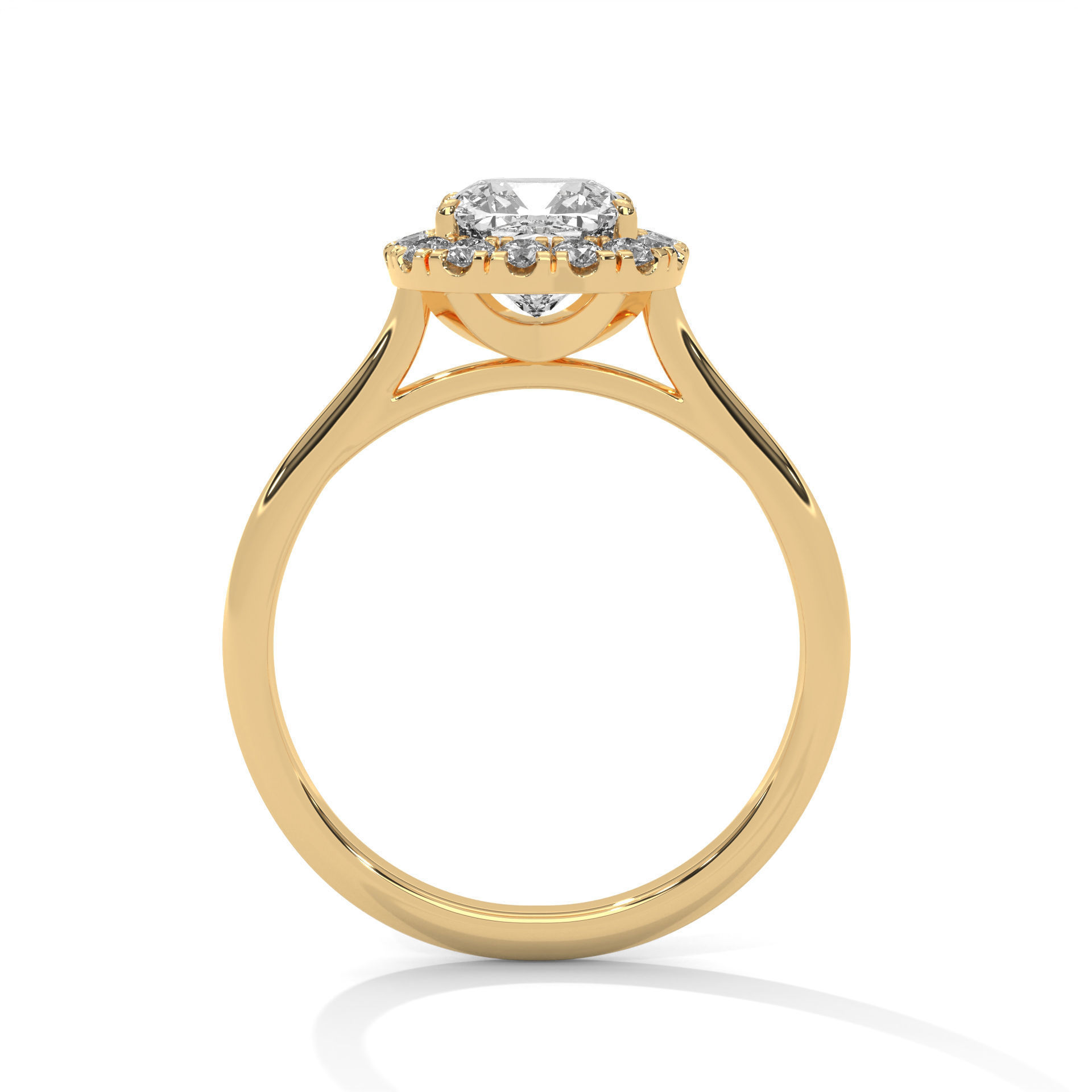 Cushion Halo Solitaire ring with 360 view animation 3D print model_3