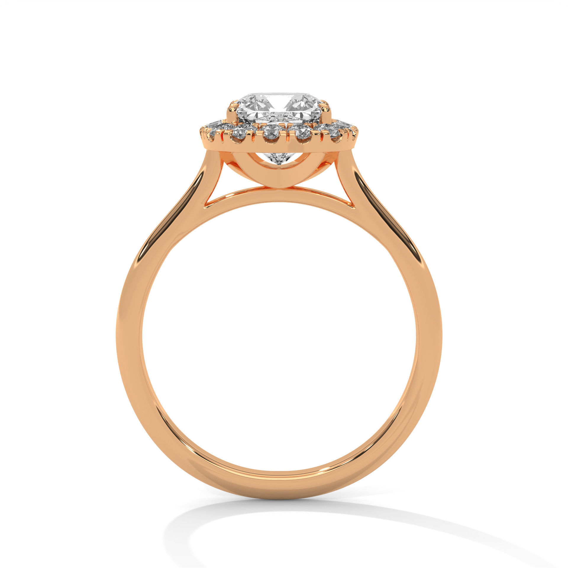 Cushion Halo Solitaire ring with 360 view animation 3D print model_5