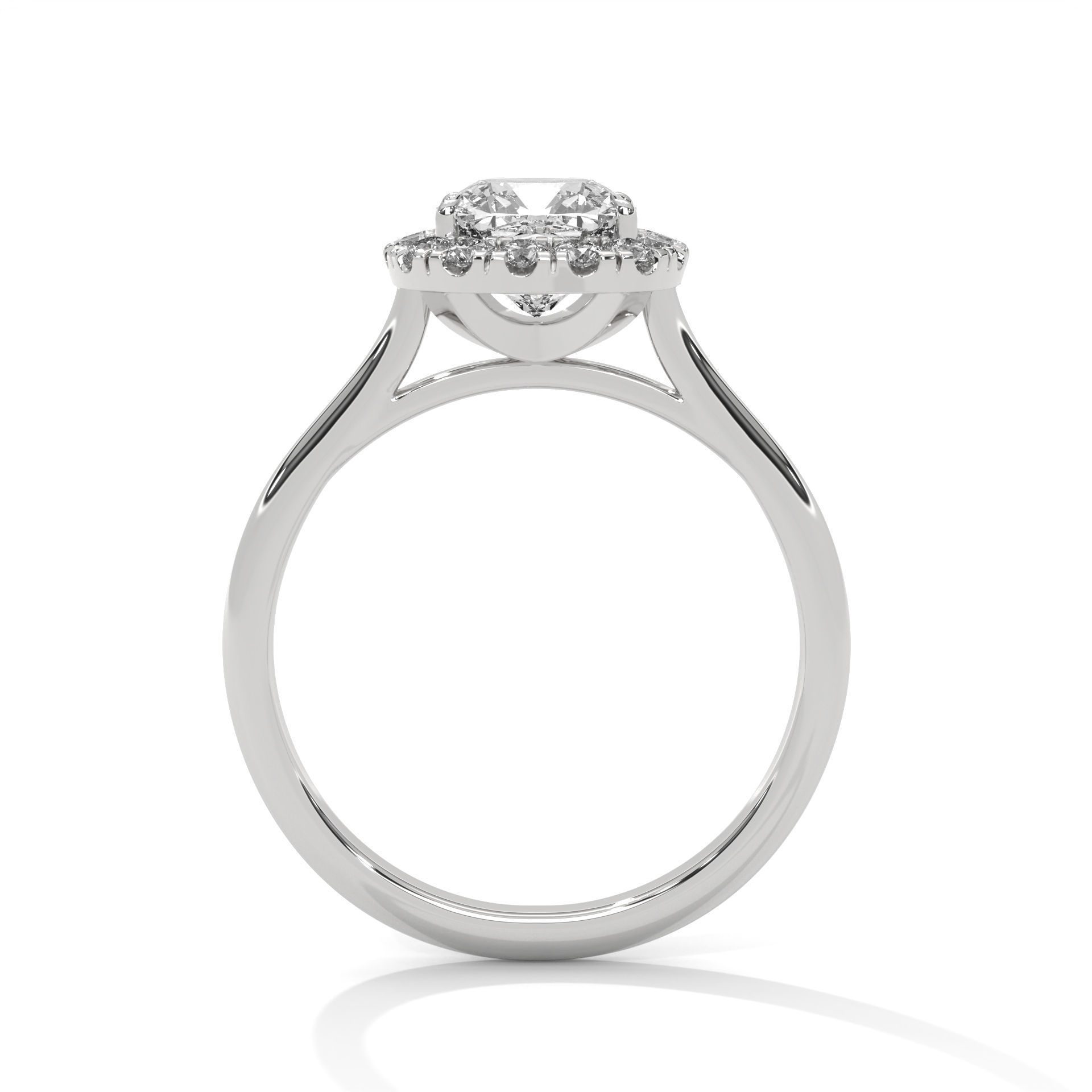Cushion Halo Solitaire ring with 360 view animation 3D print model_4